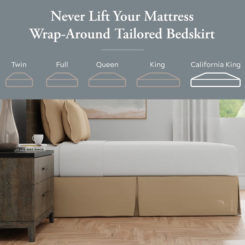 Bed Maker's Bed Makerâ€™s Never Lift Your Mattress Bed Skirt, Designed for Box Spring Beds, Split Corners, 14 Inch Drop Length, California King, Mocha - Image 2